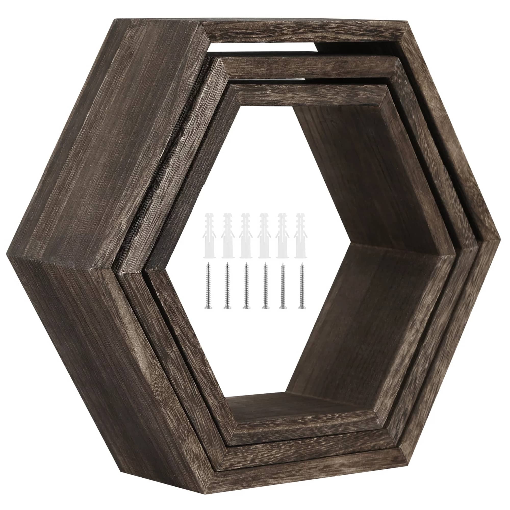 Rustic Dark Brown Floating Shelf Set